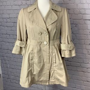 United Colors of Bennetton Tan 3/4 Sleeve Trench Coat - IT size 44/US size 8